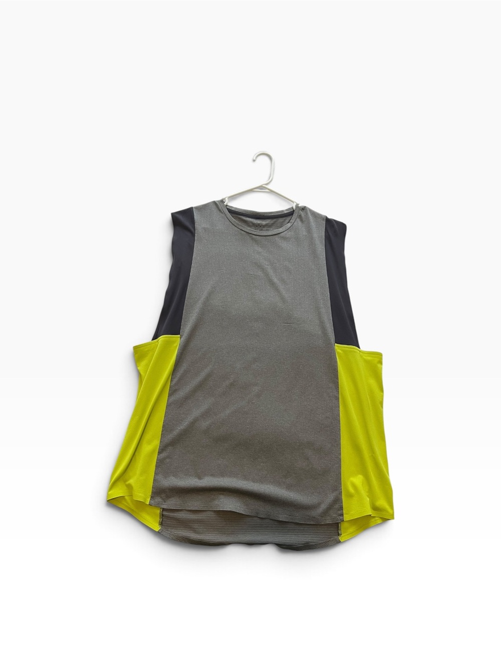 lululemon athletica Grey Tank with Neon Yellow & Dark Panels